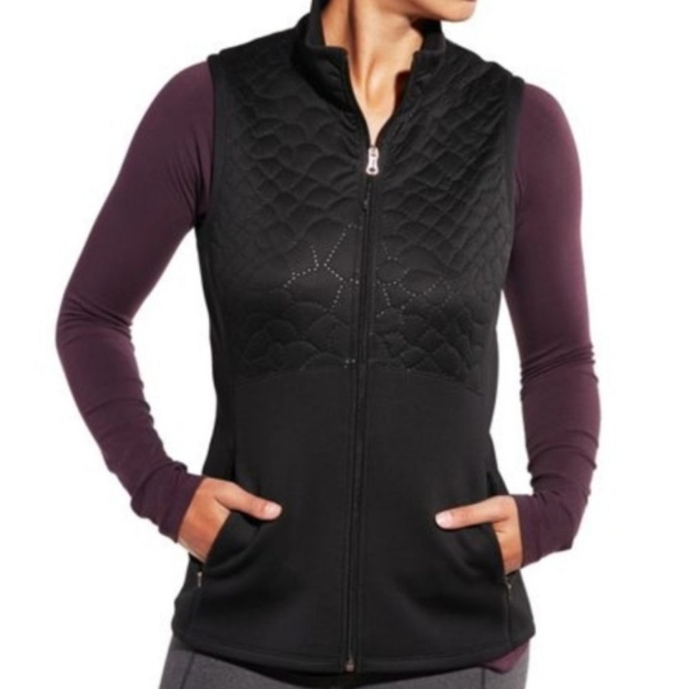 Calia by Carrie Underwood Quilted Vest in Caviar Black Womens Size S